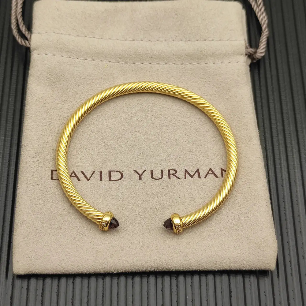 David Yurman 4mm Gold Bracelet with Purple Diamonds
